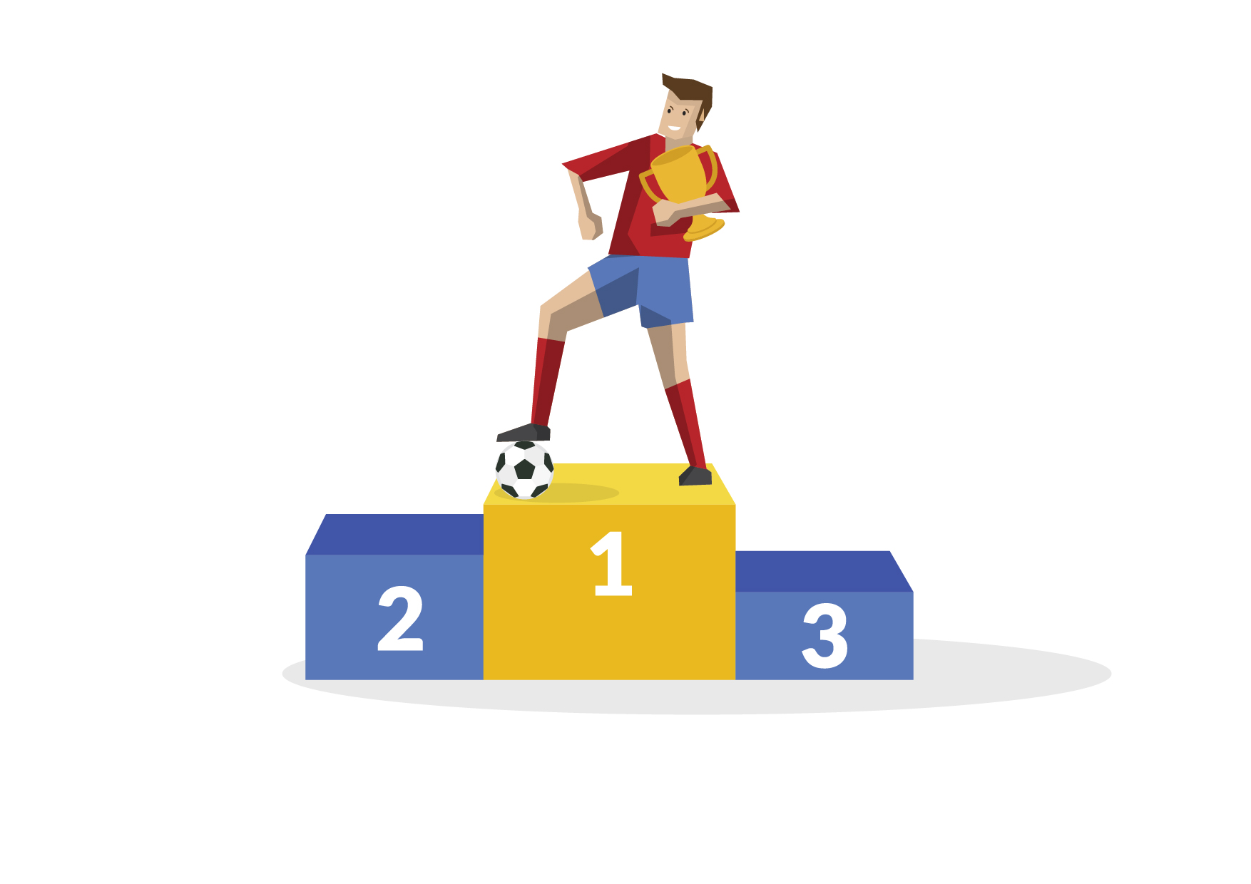 HBR Illustration of a soccer player holding a trophy standing in first place
